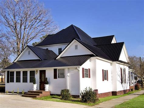 white exterior with black metal roof | House Colors | Pinterest | Metal roof, Black metal and ...