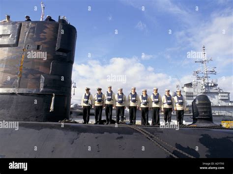 submarine crew standing to attention on deck Stock Photo: 3468434 - Alamy