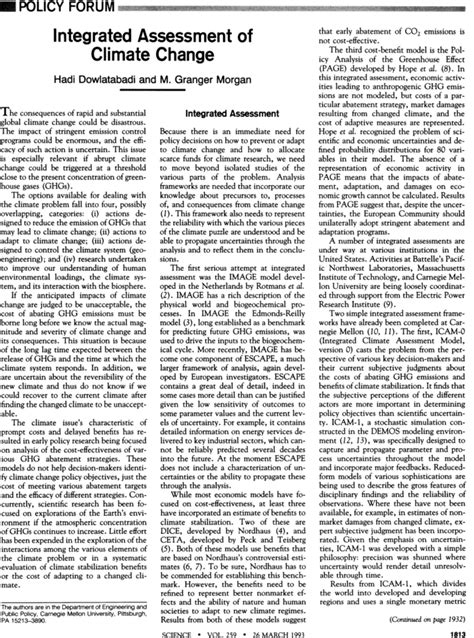 Integrated Assessment of Climate Change | Science