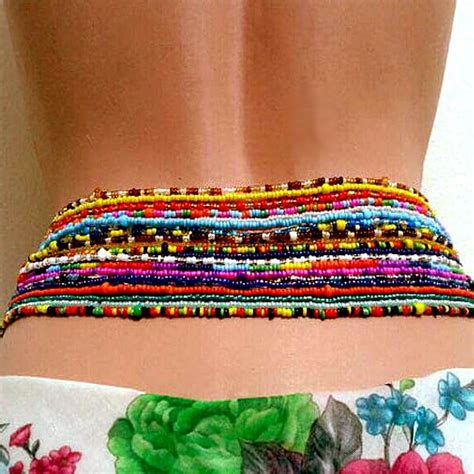 Waist Beads / Elastic Stretchable African Waist Beads Pink and - Etsy