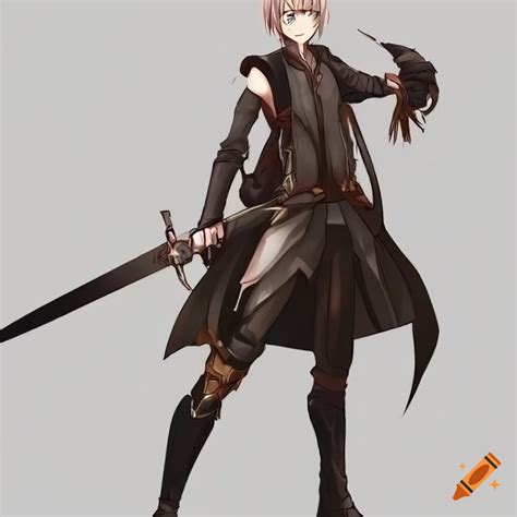 Anime character male holding a sword on Craiyon