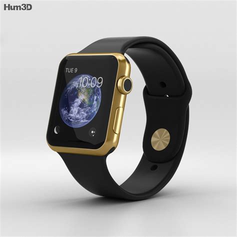 Apple Watch Edition 42mm Yellow Gold Case Black Sport Band 3D model - Download Smart watch on ...