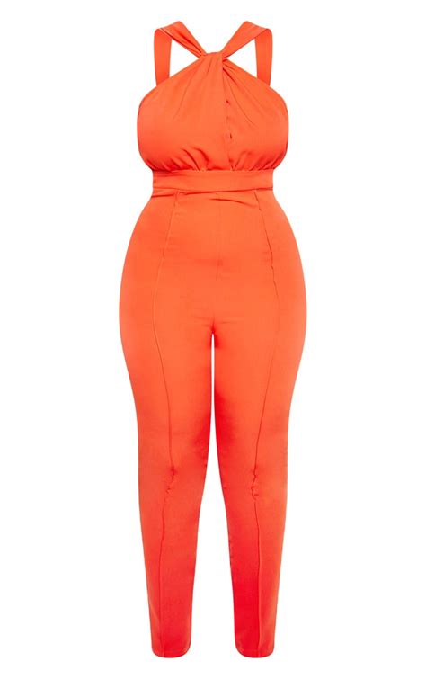 Orange High Neck Jumpsuit | PrettyLittleThing USA