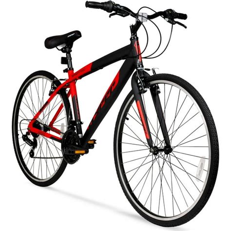 Hyper Bicycles 700c Men's SpinFit Hybrid Bike, Black and Red - Walmart.com - Walmart.com