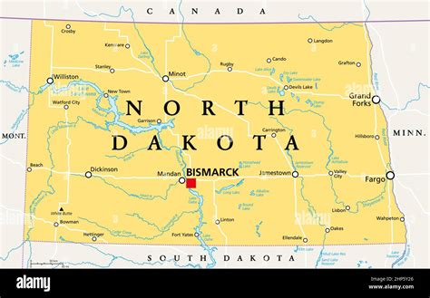 North Dakota, ND, political map, US state, Peace Garden State Stock Vector Image & Art - Alamy