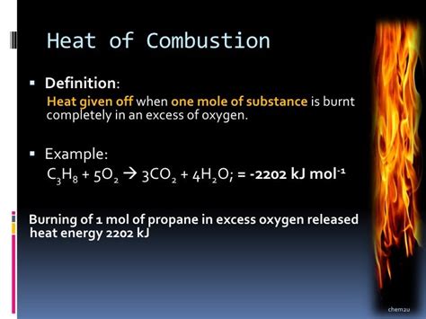 Heat of combustion of Various Alcohols