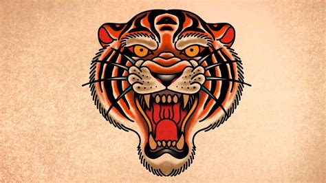 Traditional Tiger Head Tattoo