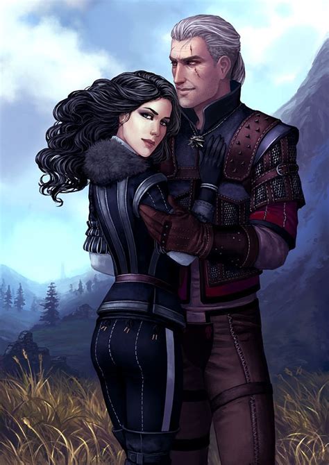 Geralt And Yennefer Line Art