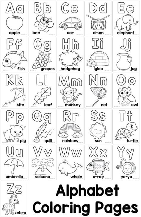 Alphabet Coloring Pages for Kids | Preschool coloring pages, Alphabet preschool, Abc coloring pages