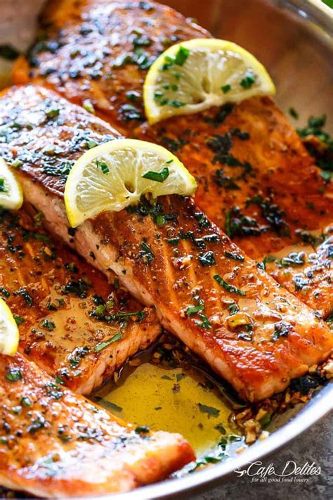 Crispy Seared Lemon Garlic Herb Salmon - Cafe Delites