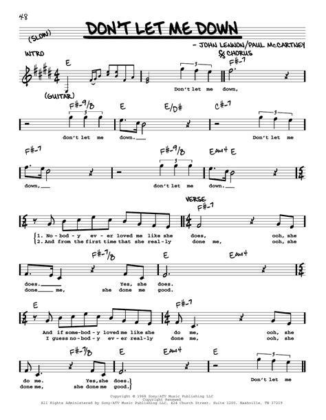 Don't Let Me Down [Jazz version] by The Beatles Sheet Music for Real Book – Melody, Lyrics ...