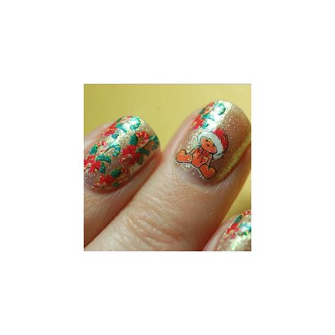 Sticker nail art Ourson de Noël, flocon de neige et buis