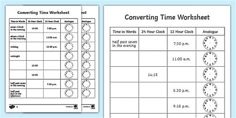 Converting Time: 12 hour to 24 hour on an Analog Clock - Twinkl