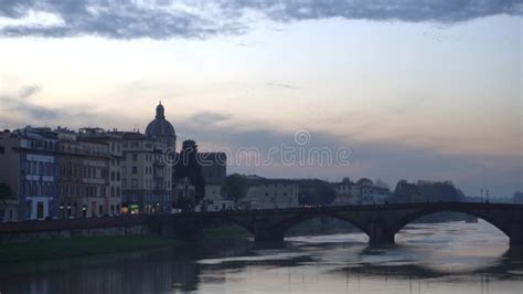 Florence Italy Skyline Bridge and River Sunset Murmuration Starling Flock of Bird Formation ...