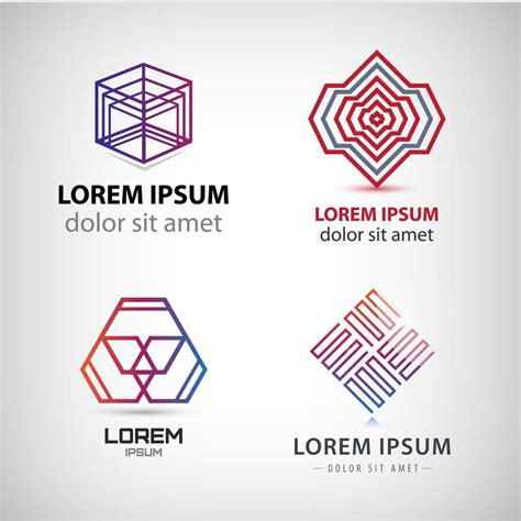 Vector set of abstract shapes, logos, icons isolated. 4810469 Vector ...