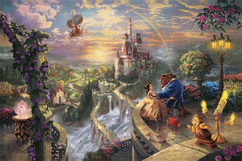 Beauty and the Beast Falling in Love by Thomas Kinkade – CV Art and Frame