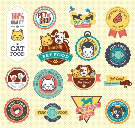 Cute pet food labels vector graphics Free vector in Adobe Illustrator ai ( .ai ) vector ...