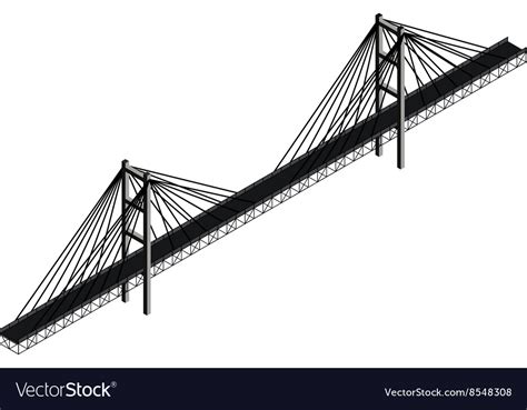 Isometric cable stayed bridge Royalty Free Vector Image