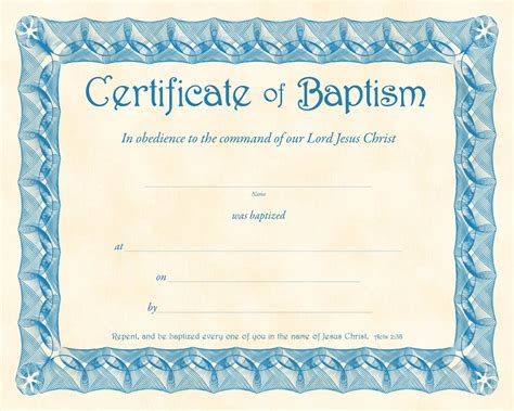 Printable Certificate Of Baptism