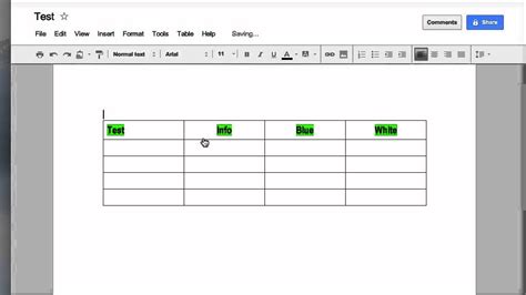 Creating & Formatting tables in Google Docs - YouTube