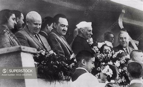 Nehru And Soviet Leaders Hear Bulganin Peace Talk -- In box in Moscow's ...