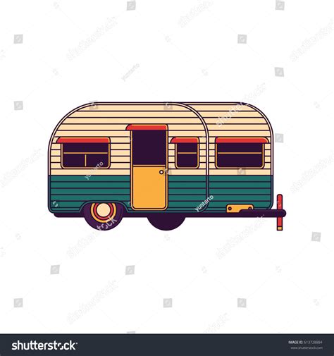 Camper Trailer Vector Line Illustration Stock Vector (Royalty Free ...