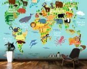 Animal World Map Wallpaper | Wallsauce USA