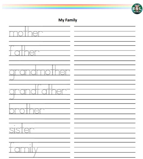 Family Writing Worksheet – Muxi ESL World