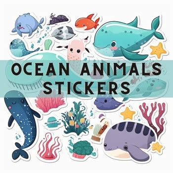 Ocean Sea Animals stickers, Digital Sticker Bundle, Ocean Animals