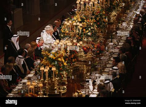 Queen Elizabeth II delivers a speech during a State Banquet for His ...