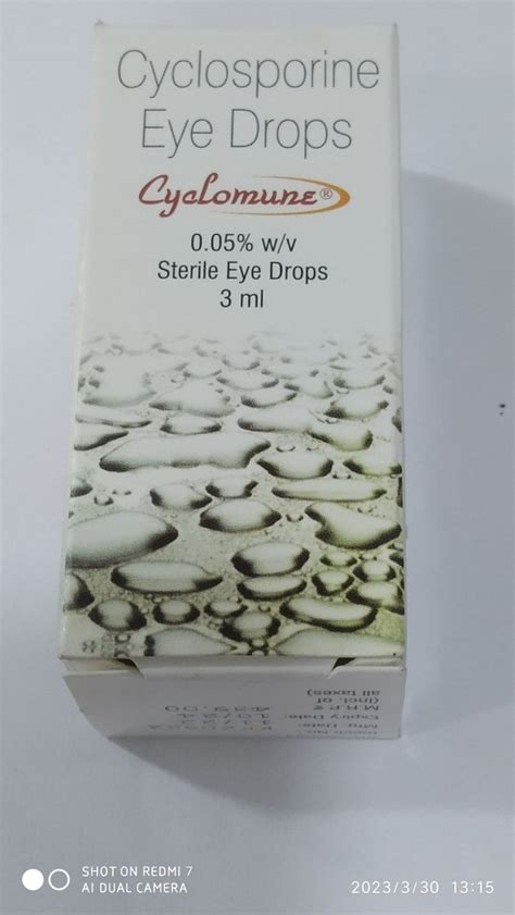 Cyclomune Cyclosporine Eye Drops, Packaging Type: Bottle, Packaging Size: 3 ml at Rs 500/piece ...