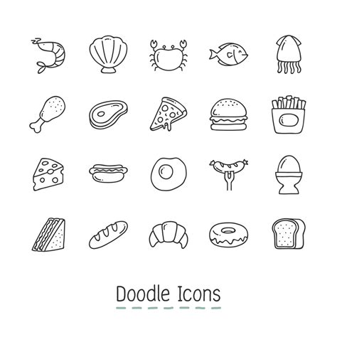 Doodle Food Icons Set 964016 Vector Art at Vecteezy