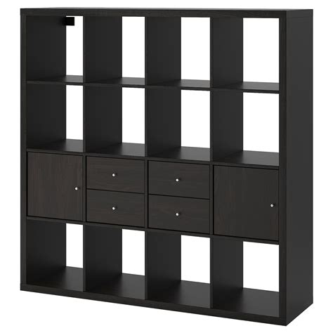 KALLAX shelf unit with 4 inserts, black-brown, 577/8x577/8" - IKEA