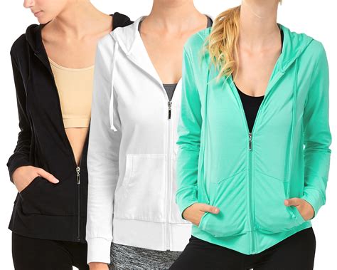 Women's Lightweight Cotton Blend Long Sleeve Zip Up Thin Hoodie Jacket - Walmart.com