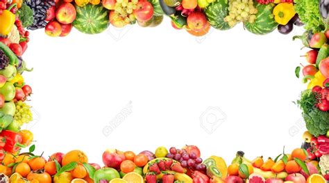 Frame of vegetables and fruits isolated on white background. Copy space ...