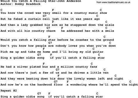 Country Music:Would You Catch A Falling Star-John Anderson Lyrics and Chords