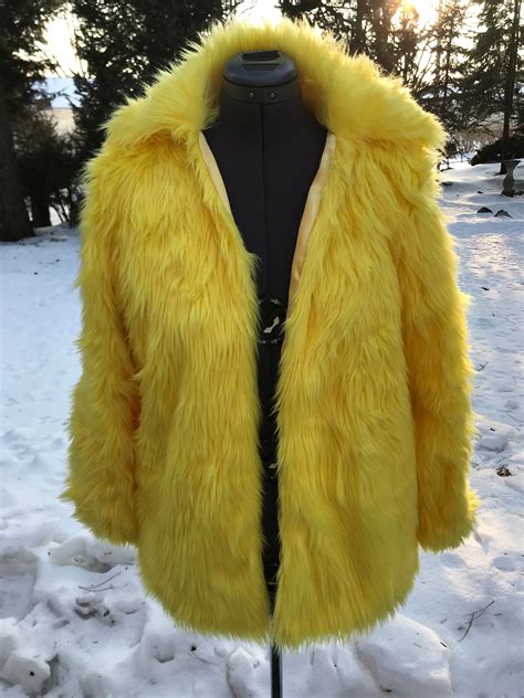 Yellow Long Fur Coat | Etsy