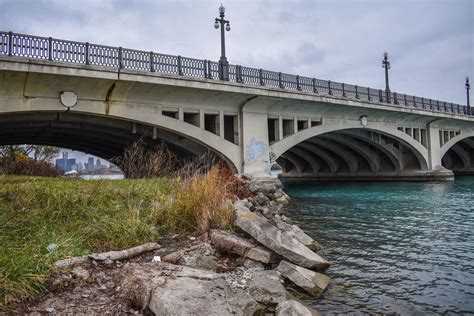 Detroit Skyline & Belle Isle Bridge | High-Quality Architecture Stock ...