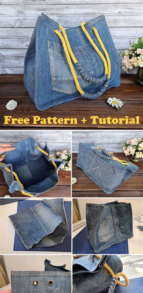 how to make a denim purse with free pattern and step by step ...