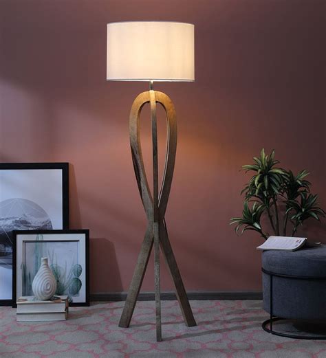 Buy White Shade Floor Lamp with Wood Base - By Sapphire Online - Modern and Contemporary Floor ...