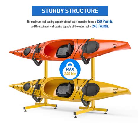 Double Kayak Storage Rack Free Standing Storage for Two Kayak, SUP, Canoe and Paddleboard ...