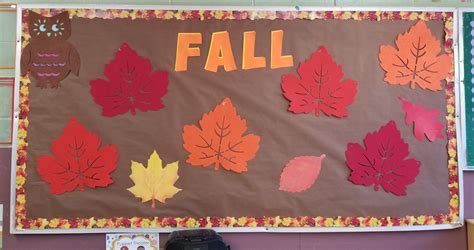 Fall bulletin board, autumn leaves, for preschool nursery classroom ...