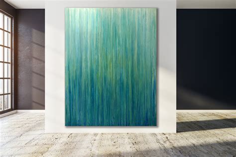 GREEN ABSTRACT PAINTING XLarge Canvas Art Teal Abstract Minimalist Art Large Painting Blue ...