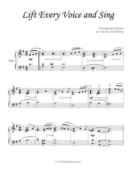 Lift Every Voice and Sing (arr. Dan Karlsberg) by John Rosamond Johnson ...