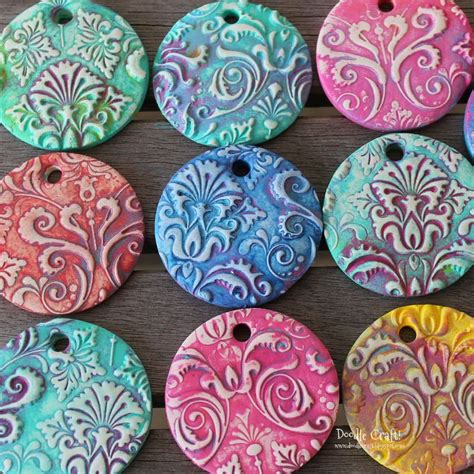 Damask Polymer Clay Pendants made with Sculpey | Polymer clay pendant ...