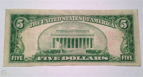 Old Vintage 1928 Five Dollar Bill $5 Red Seal United States Note ...