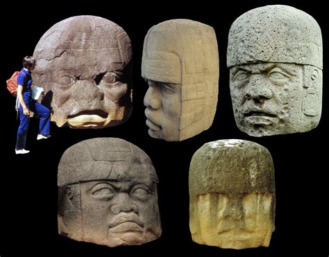 Five colossal Olmec heads from La Venta & San Lorenzo.