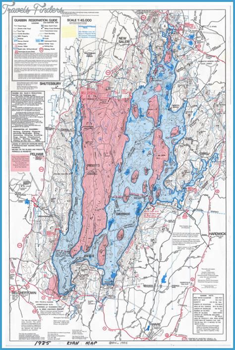 Quabbin Reservoir Hiking Trail Map - TravelsFinders.Com