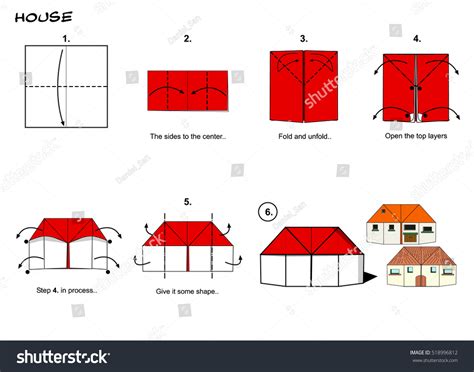 Origami House Diagram Instructions Steps Tutorial Stock Illustration ...