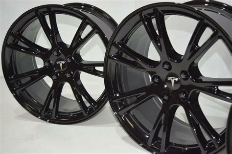 Tesla Model Y 19″ Gemini Wheels RIMS BLACK 2020 Factory OEM GLOSS BLACK ...